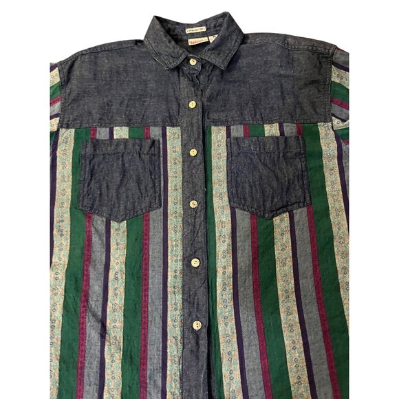 Vintage 90s Huntington Ridge Denim Shirt Womens M 1993 Striped Button Up - Picture 13 of 13